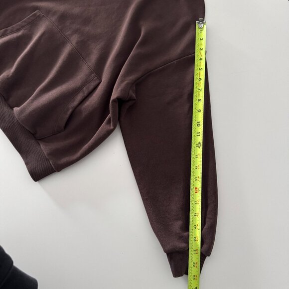 Women Loose Drop Shoulder Drawstring Hoodie Sweatshirt Brown, Size M/38 - Picture 15 of 17